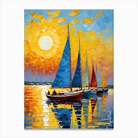 A Small Sailboats Oil Painting 4 Canvas Print