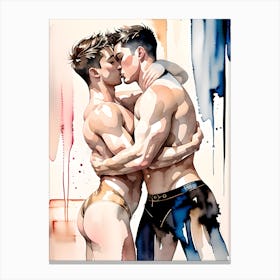 Kissing Gay Male Couple Canvas Print