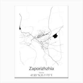 Zaporizhzhia,Ukraine Minimalist Map Canvas Print