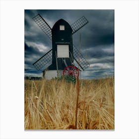 Windmill In Wheat Field Canvas Print