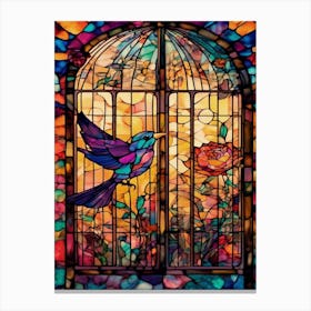 Stained Glass Bird Window 1 Canvas Print