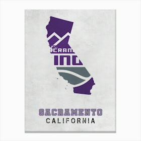 Sacramento Kings Sacramento California State Map Canvas Print