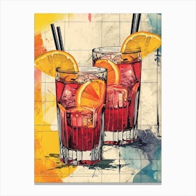Watercolour Cocktail Illustration 1 Canvas Print