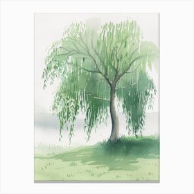 Willow Tree Atmospheric Watercolour Painting 8 Canvas Print