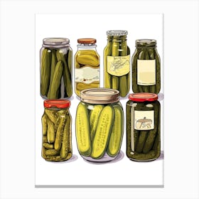 Pickles And Pickles Jars Illustration 4 Canvas Print
