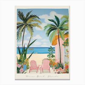 Poster Of Miami Beach, Florida, Matisse And Rousseau Style 4 Canvas Print