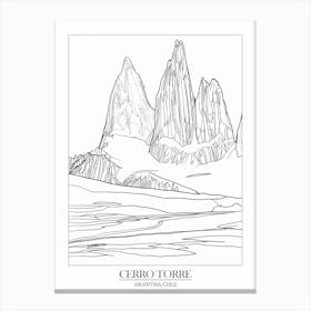 Cerro Torre Argentina Chile Line Drawing 1 Poster Canvas Print