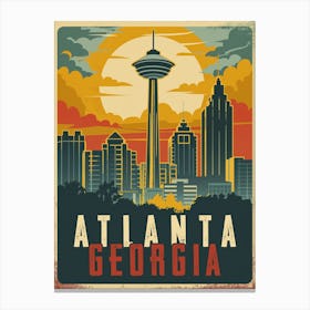 Atlanta, Georgia Vintage Travel Canvas Print