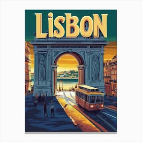 Aihrgdesign A Retro Travel Poster For Lisbon 1 Canvas Print