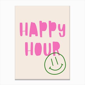 Happy Hour Poster Pink & Green Canvas Print