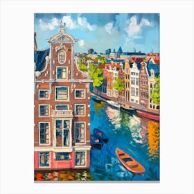 Amsterdam Canal Scenery Canvas Print