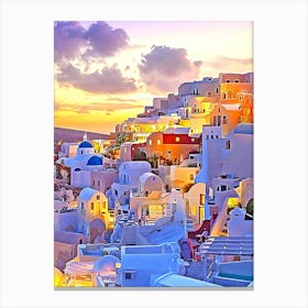 Sunset In Santorini Canvas Print