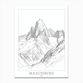 Mount Whitney Usa Line Drawing 8 Poster Canvas Print