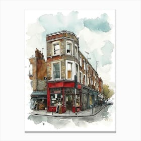 Lewisham London Borough   Street Watercolour 4 Canvas Print