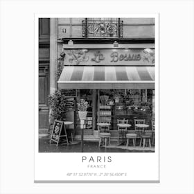 Paris Eiffel Tower Black And White Canvas Print