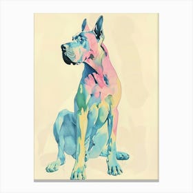 Pastel Great Dane Dog Watercolour Line Illustration 1 Canvas Print