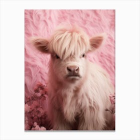 Fluffy Baby Pink Highland Cow 1 Canvas Print