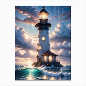 A Lighthouse In The Middle Of The Ocean 30 Canvas Print