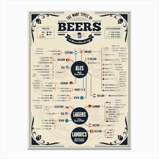 Beer Types Of The World Canvas Print