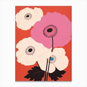 Anemones Flower Big Bold Illustration 3 Canvas Print