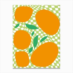 Checkerboard Pastel Green Oranges Canvas Print