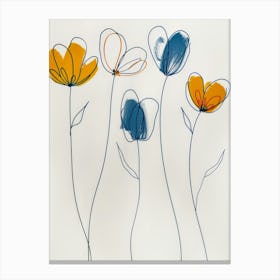 Flowers In Blue And Yellow Canvas Print