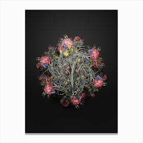 Vintage Ixia Bulbifera Flower Wreath on Wrought Iron Black n.1530 Canvas Print