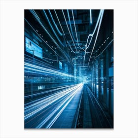 A Dynamic Scene Encapsulating The Essence Of Cybersecurity And Telecommunications Featuring A High (6) Canvas Print