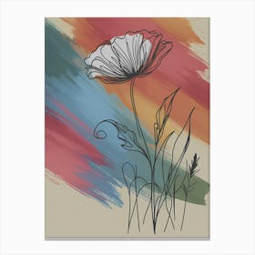 Poppy Stem Abstract Line Art Canvas Print