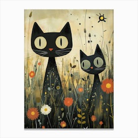 Black Cats In The Meadow Canvas Print