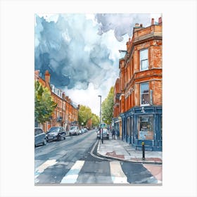 Hackney London Borough   Street Watercolour 1 Canvas Print