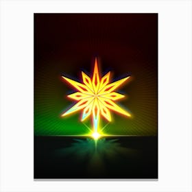 Neon Geometric Glyph in Watermelon Green and Red on Black n.0338 Canvas Print