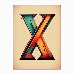 X, Letter, Alphabet Retro Drawing 5 Canvas Print
