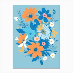 Cute Flowers Flowers Splash Vector Design Flat Background Adobe Illustrator Blue Tones 1 20231127222352713 9wua 4cz5 Canvas Print