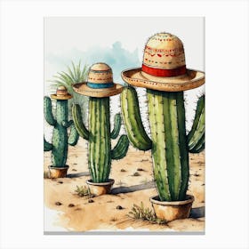 Cactus And Hat Canvas Print