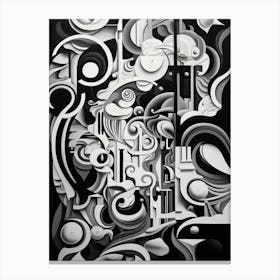 Symbiosis Abstract Black And White 8 Canvas Print