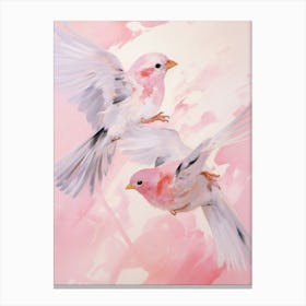 Pink Ethereal Bird Painting House Sparrow 1 Canvas Print