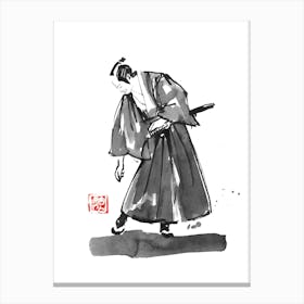 Samurai Checking His Shoe Canvas Print