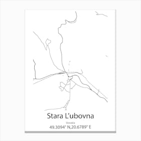 Stara L Ubovna,Slovakia Minimalist Map Canvas Print