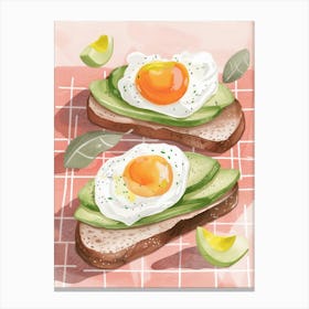Pink Breakfast Food Poached Eggs 1 Canvas Print
