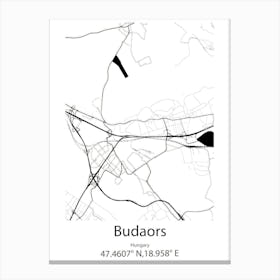 Budaors,Hungary Minimalist Map Canvas Print