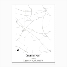 Gommern,Germany Minimalist Map Canvas Print