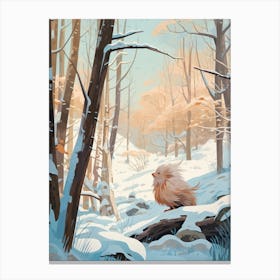 Winter Porcupine 2 Illustration Canvas Print