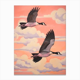 Vintage Japanese Inspired Bird Print Canada Goose 3 Canvas Print
