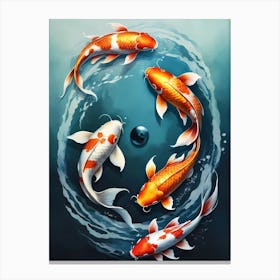 Koi Fish Yin Yang Painting (29) Canvas Print