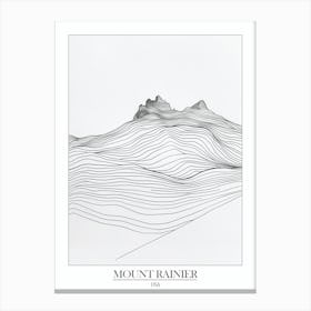 Mount Rainier Usa Line Drawing 3 Poster Canvas Print