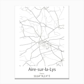 Aire Sur La Lys,France Minimalist Map Canvas Print