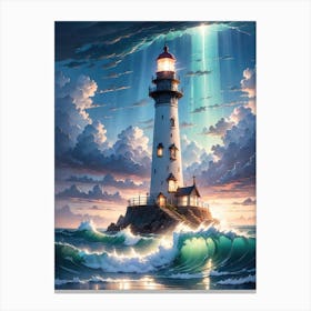 A Lighthouse In The Middle Of The Ocean 17 Canvas Print