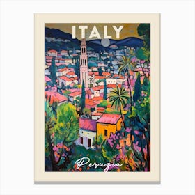 Perugia Italy 3 Fauvist Painting Travel Poster Canvas Print