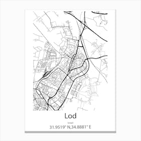 Lod,Israel Minimalist Map Canvas Print